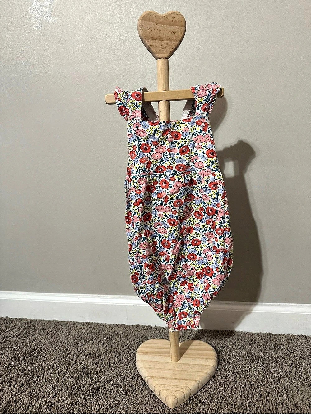 Baby Boden Floral Baby Romper White & Pink 12-18M